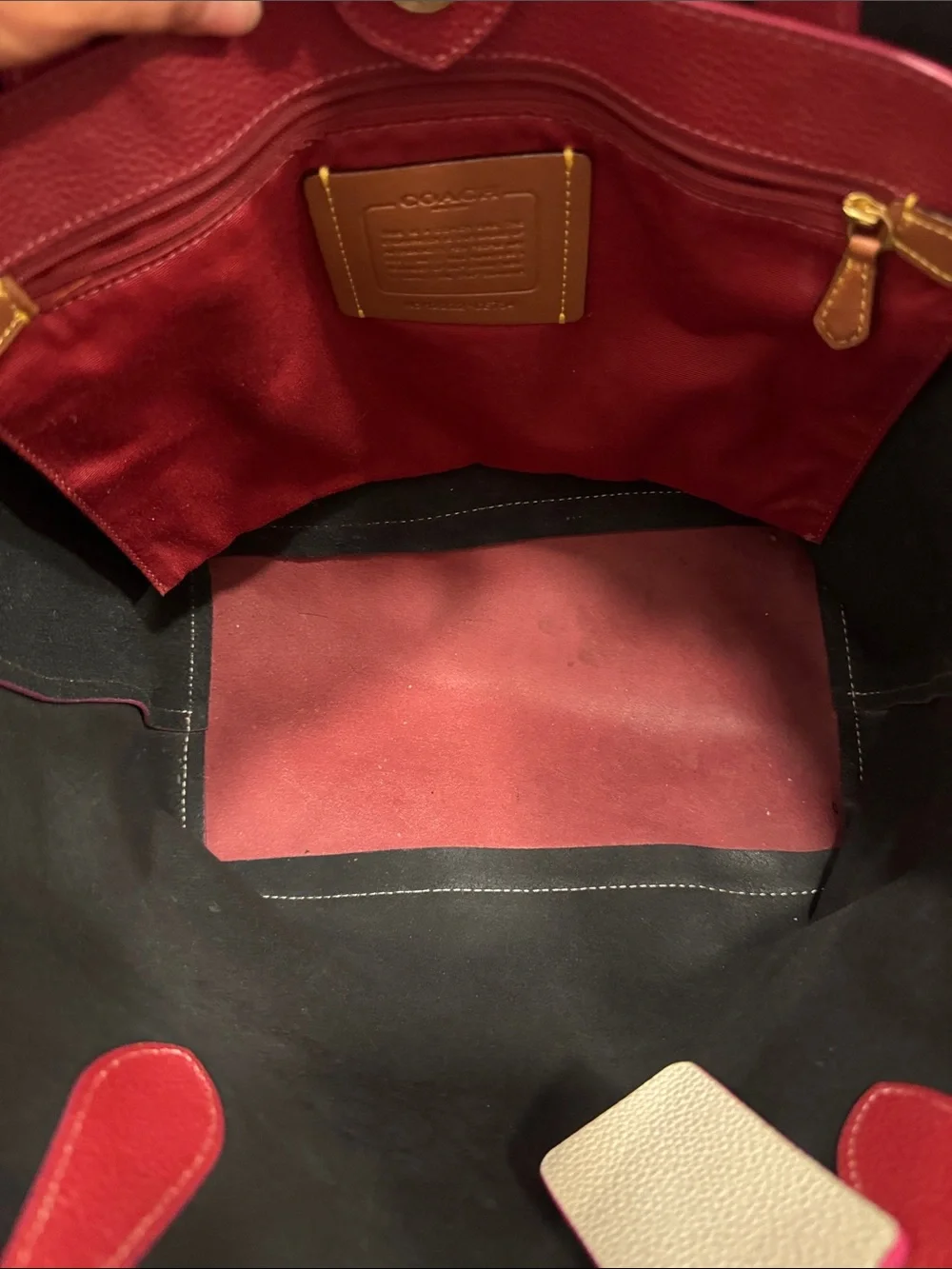 Coach Kia colorblock leather tote bag purse with hangtag